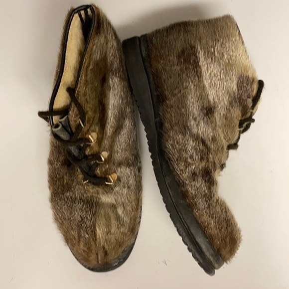 Vintage CAPITOL Brand Fur Ankle Boots Canada 9.5 - Picture 1 of 17